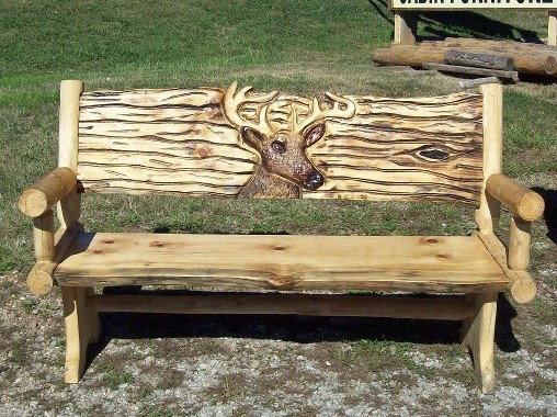 Deer carved bench
