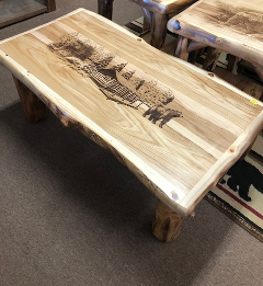 aspen coffee table with scene